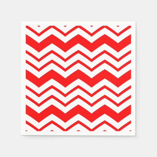 Rood Wit Chevron Zigzag Patroon Ontwerp  Servet (Voorkant)