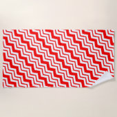 Rood Wit Chevron Zigzag Patroon Ontwerp  Strandlaken (Voorkant)