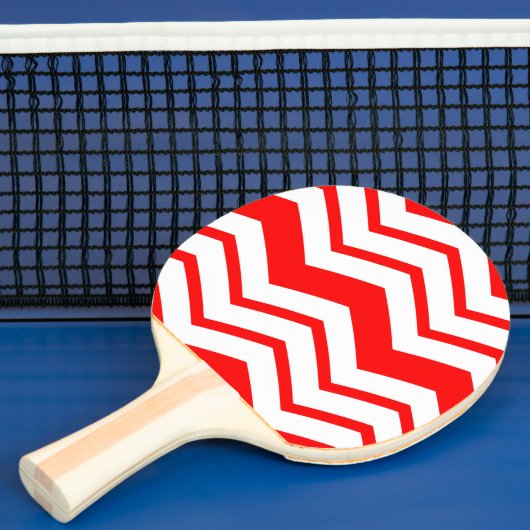 Rood Wit Chevron Zigzag Patroon Ontwerp Tafeltennisbatje (Insitu)
