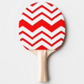 Rood Wit Chevron Zigzag Patroon Ontwerp Tafeltennisbatje (Voorkant)