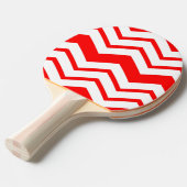 Rood Wit Chevron Zigzag Patroon Ontwerp Tafeltennisbatje (Voorkant Gekanteld)