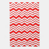 Rood Wit Chevron Zigzag Patroon Ontwerp  Theedoek (Verticaal)