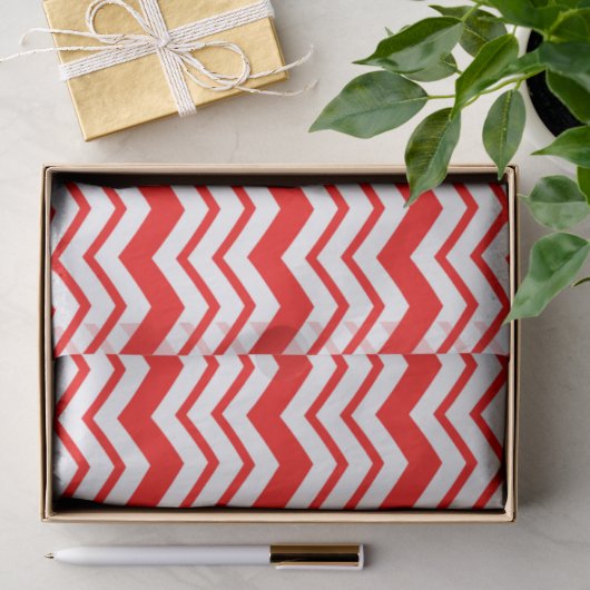 Rood Wit Chevron Zigzag Patroon Ontwerp Tissuepapier (Geschenk)