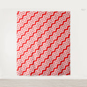 Rood Wit Chevron Zigzag Patroon Ontwerp Wandkleed (Voorkant)