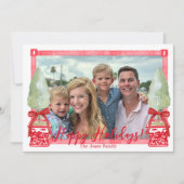 Rood & Wit Chinoiserie Topiary Feestdagenkaart (Voorkant)