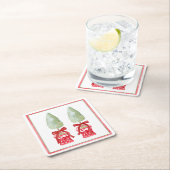 Rood & Wit Chinoiserie Topiary Kartonnen Onderzetters (Insitu)