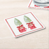 Rood & Wit Chinoiserie Topiary Kartonnen Onderzetters (Schuin)