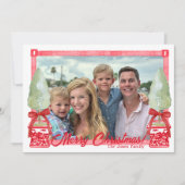 Rood & Wit Chinoiserie Topiary Kerstfoto Feestdagenkaart (Voorkant)