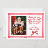 Rood & Wit Chinoiserie Topiary Kerstfoto Feestdagenkaart (Achterkant)