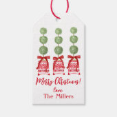 Rood & Wit Chinoiserie Topiary Kerstmis Cadeaulabel (Voorkant)
