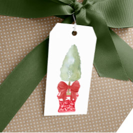 Rood & Wit Chinoiserie Topiary Kerstmis Cadeaulabel