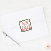 Rood & Wit Chinoiserie Topiary Retouradres Vierkante Sticker (Envelop)