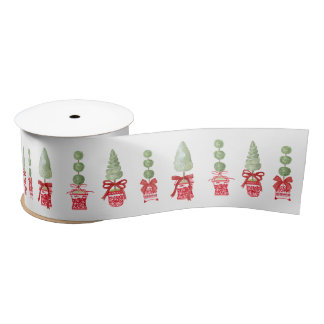 Rood & Wit Chinoiserie Topiary Satijnen Lint