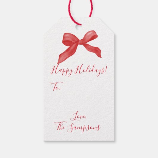 Rood & Wit Chinoiserie Topiary Vakantie Cadeaulabel (Achterkant)