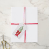 Rood & Wit Chinoiserie Topiary Vakantie Cadeaulabel (Met Touw)