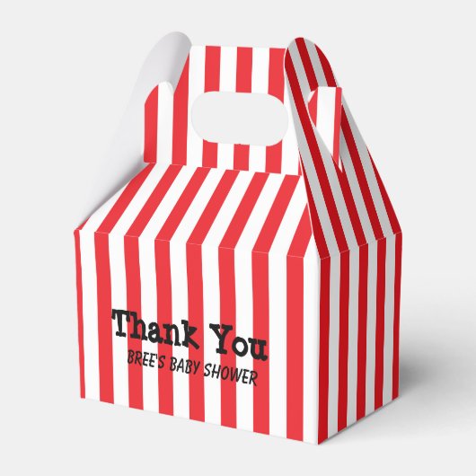 Rood & Wit Circus Strepen Party Favor Boxes Bedankdoosjes (Voorkant Zijde)