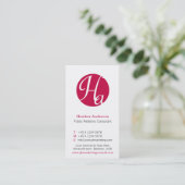 Rood & wit cirkel initiaal modern visitekaartje (Staand voorkant)