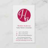 Rood & wit cirkel initiaal modern visitekaartje (Voorkant)