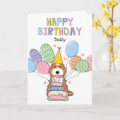 Rood Wit Cockapoo Cavapoo Hond Gelukkige Verjaarda Kaart (Gele Bloem)