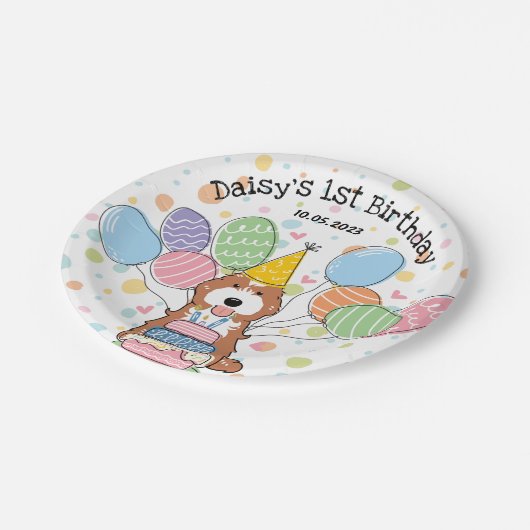 Rood Wit Cockapoo Cavapoo Hond Verjaardag Papieren Bordje (Gekanteld)