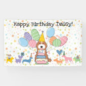 Rood Wit Cockapoo Cavapoo Hond Verjaardagsfeest Spandoek (Horizontaal)