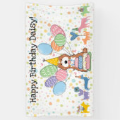 Rood Wit Cockapoo Cavapoo Hond Verjaardagsfeest Spandoek (Verticaal)