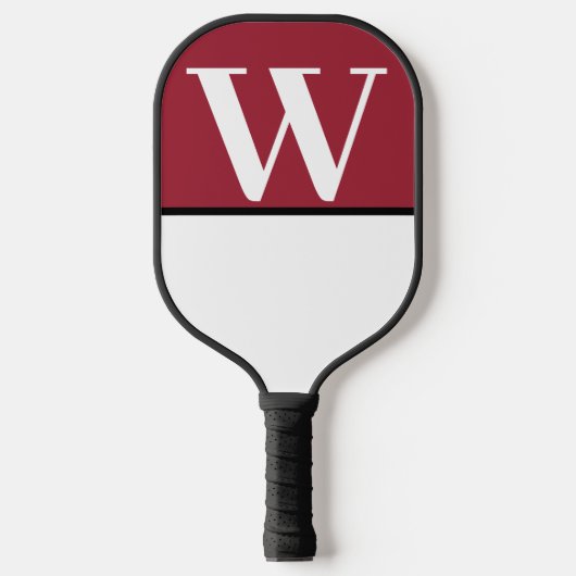 Rood & Wit College Kleuren Monogram Pickleball Paddle (Voorkant)