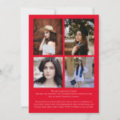 Rood wit Confetti Afstuderen Aankondiging (Achterkant)