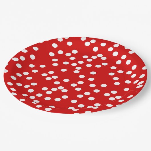 Rood/wit Confetti/pokadots PapierBord Papieren Bordje (Gekanteld)