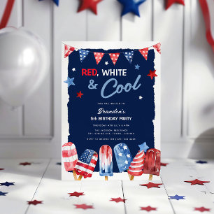 Rood, Wit & Cool 4 juli verjaardag Kaart