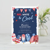 Rood, Wit & Cool 4 juli verjaardag Kaart (Staand voorkant)