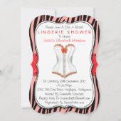 Rood & wit corset op Zebra Print Lingerie Shower Kaart (Voorkant)