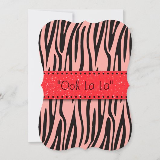 Rood & wit corset op Zebra Print Lingerie Shower Kaart (Achterkant)