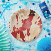 Rood Wit Cream Western Koeienhuid Cowgirl Papieren Bordje (Feest)