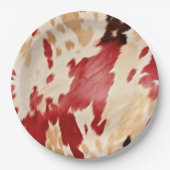 Rood Wit Cream Western Koeienhuid Cowgirl Papieren Bordje (Voorkant)