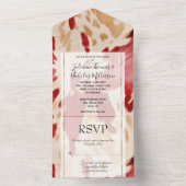 Rood wit crème Western Koeienhuid All In One Uitnodiging (Binnen)