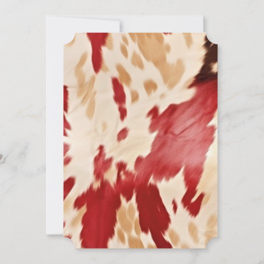 Rood wit crème Western Koeienhuid Kaart (Achterkant)