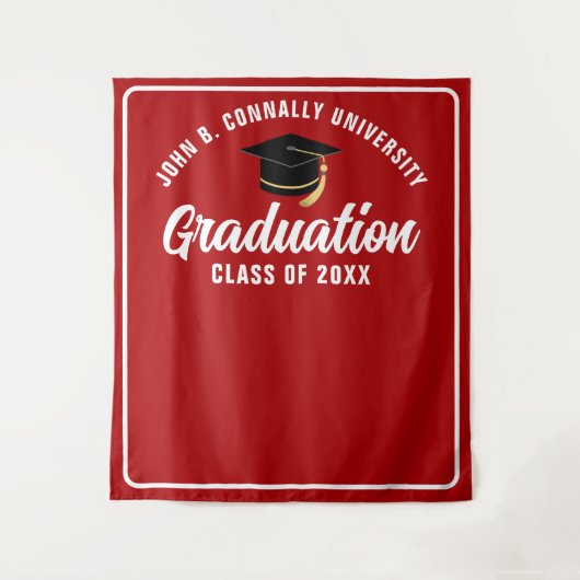 Rood Wit Custom 2025 Graduation Party Photo Booth Wandkleed (Voorkant)