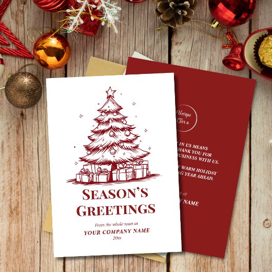 Rood & Wit Custom Logo Business Christmas Feestdagenkaart