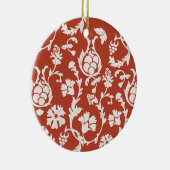 Rood & Wit Damask Bloemen Keramisch Ornament (Rechts)