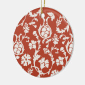 Rood & Wit Damask Bloemen Keramisch Ornament (Links)