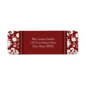 Rood wit Damask Custom Return Adres Labels (Voorkant)