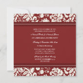 Rood Wit Damast Repetitie Diner Party Kaart (Achterkant)