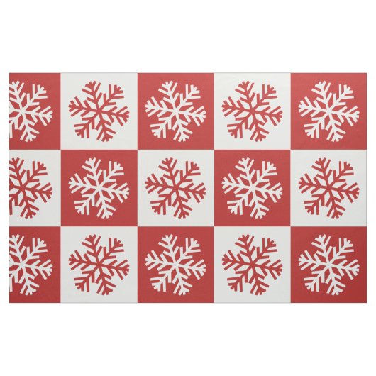Rood wit dambord sneeuwvlok print stof (Fat Quarter)