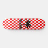 Rood-wit dambordpatroon persoonlijk skateboard (Horizontaal)
