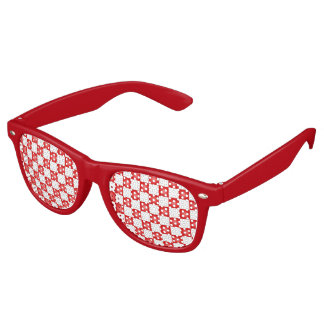 Rood wit dambordpatroon retro zonnebril