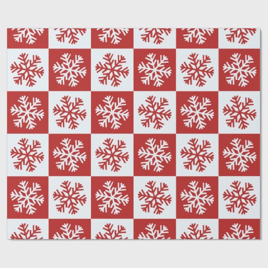 Rood wit dambordsnowflake papier voor het inpakken (Vlak)