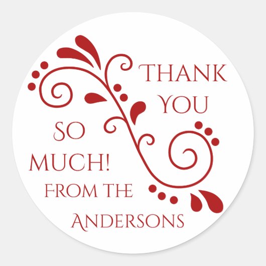 Rood wit dank u ronde sticker (Voorkant)