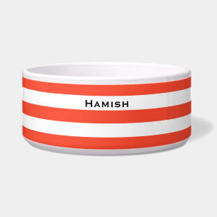 Rood & Wit Deckchair Stripes gepersonaliseerd Voerbakje