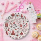 Rood Wit Decoratief Vakantiepapier Bord (Feest)